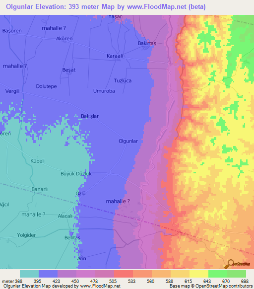 Olgunlar,Turkey Elevation Map