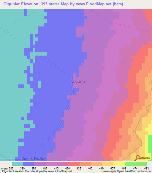 Olgunlar,Turkey Elevation Map