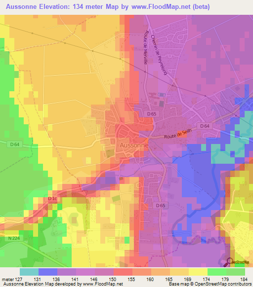 Aussonne,France Elevation Map