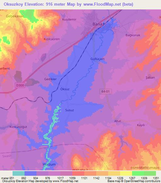 Oksuzkoy,Turkey Elevation Map