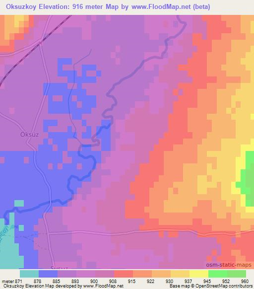 Oksuzkoy,Turkey Elevation Map