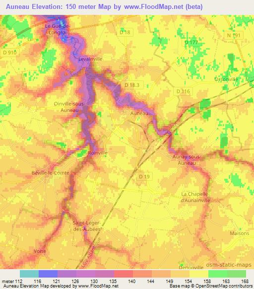 Auneau,France Elevation Map