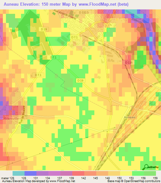 Auneau,France Elevation Map