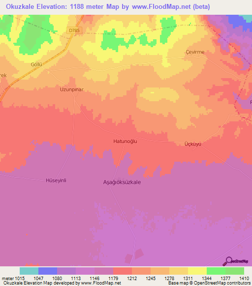 Okuzkale,Turkey Elevation Map