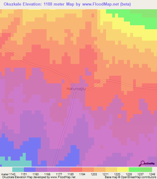 Okuzkale,Turkey Elevation Map