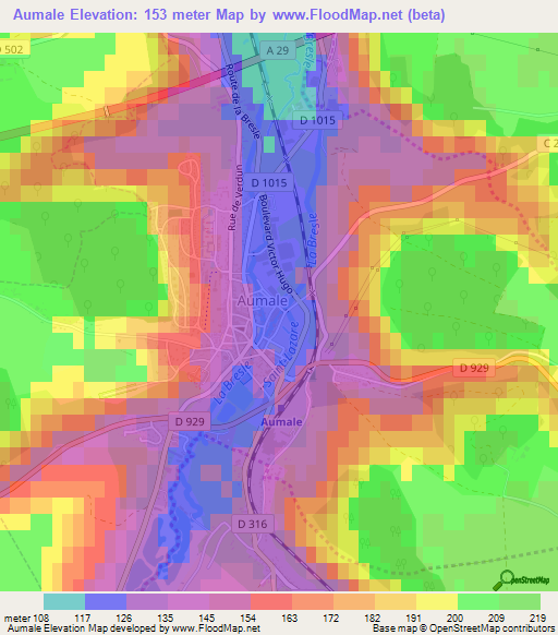 Aumale,France Elevation Map