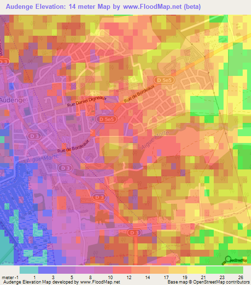 Audenge,France Elevation Map