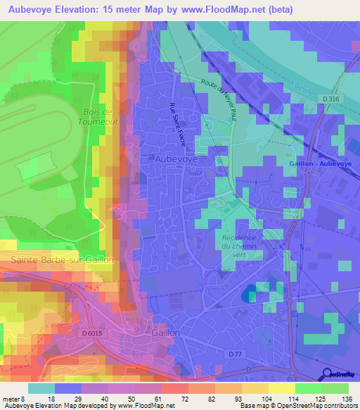 Aubevoye,France Elevation Map