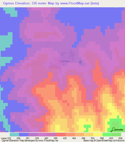 Ogmen,Turkey Elevation Map