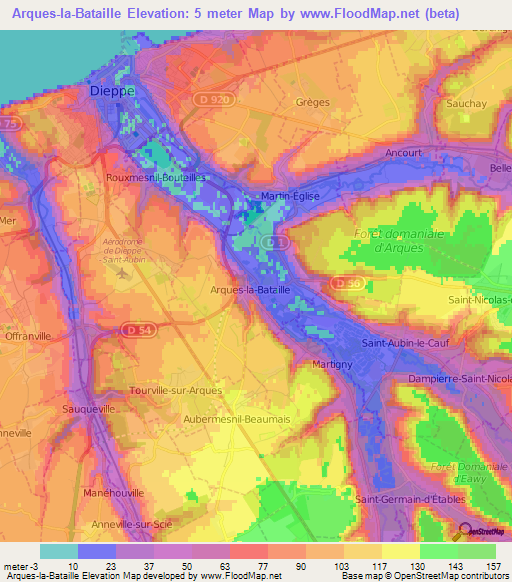 Arques-la-Bataille,France Elevation Map