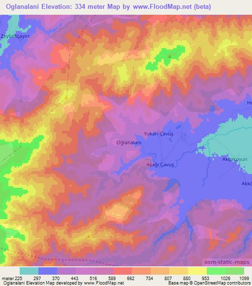 Oglanalani,Turkey Elevation Map