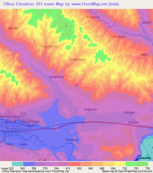 Ofkoy,Turkey Elevation Map