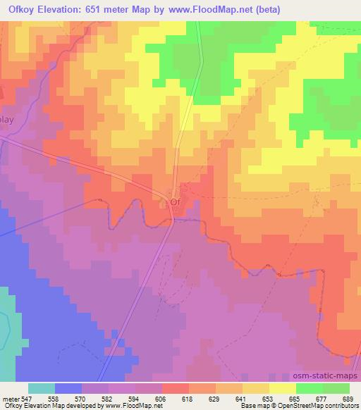 Ofkoy,Turkey Elevation Map