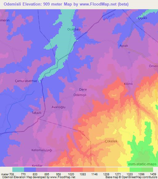 Odemisli,Turkey Elevation Map