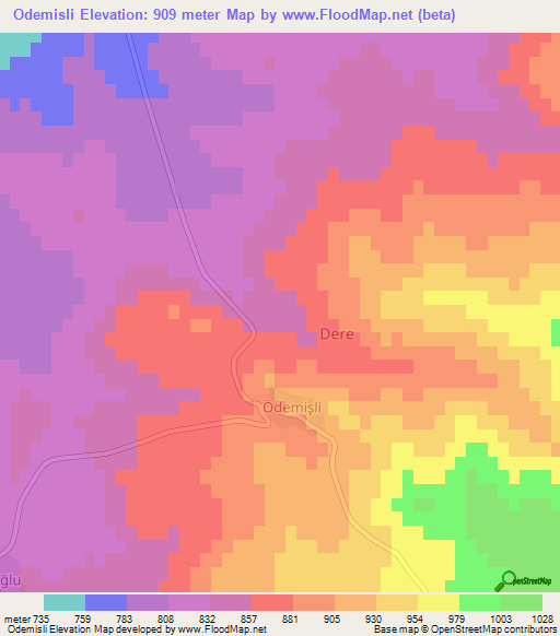 Odemisli,Turkey Elevation Map