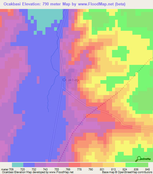 Ocakbasi,Turkey Elevation Map