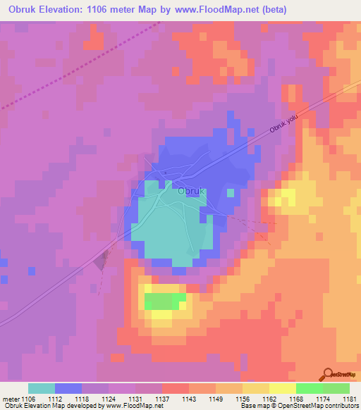 Obruk,Turkey Elevation Map