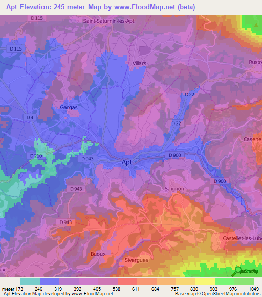 Apt,France Elevation Map