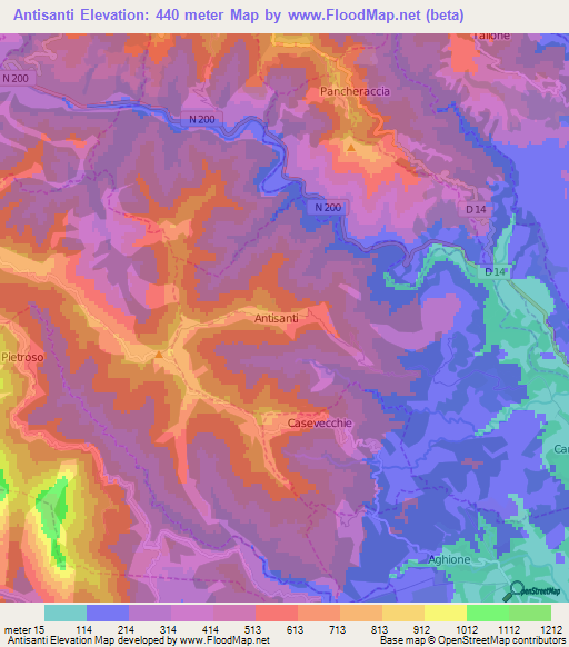 Antisanti,France Elevation Map