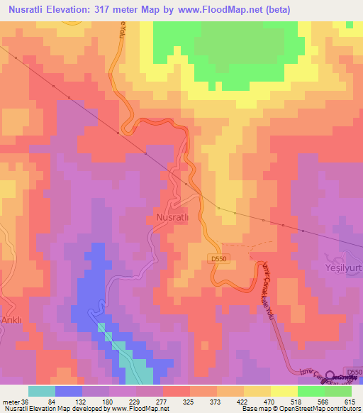 Nusratli,Turkey Elevation Map