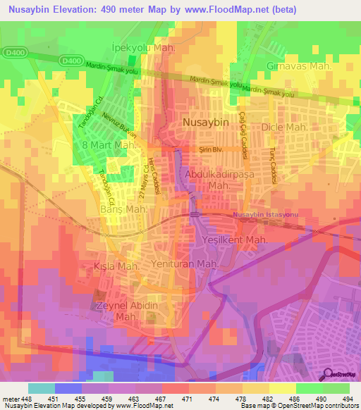 Nusaybin,Turkey Elevation Map