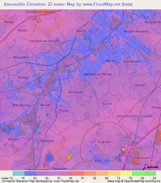 Annoeullin,France Elevation Map