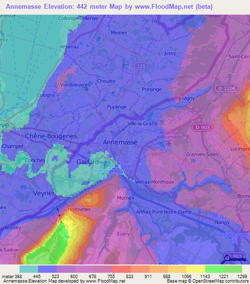 Annemasse,France Elevation Map