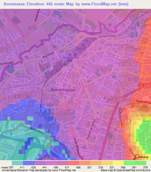 Annemasse,France Elevation Map