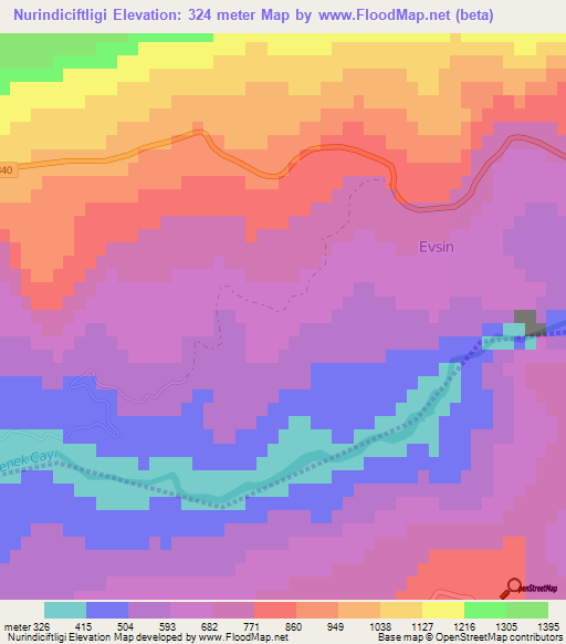 Nurindiciftligi,Turkey Elevation Map