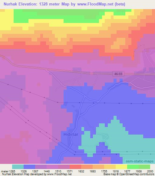 Nurhak,Turkey Elevation Map