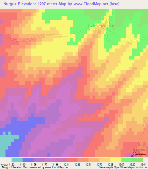 Nurguz,Turkey Elevation Map