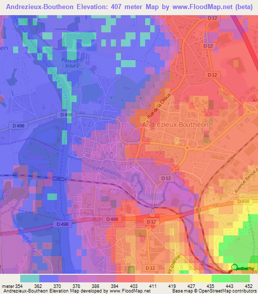 Andrezieux-Boutheon,France Elevation Map
