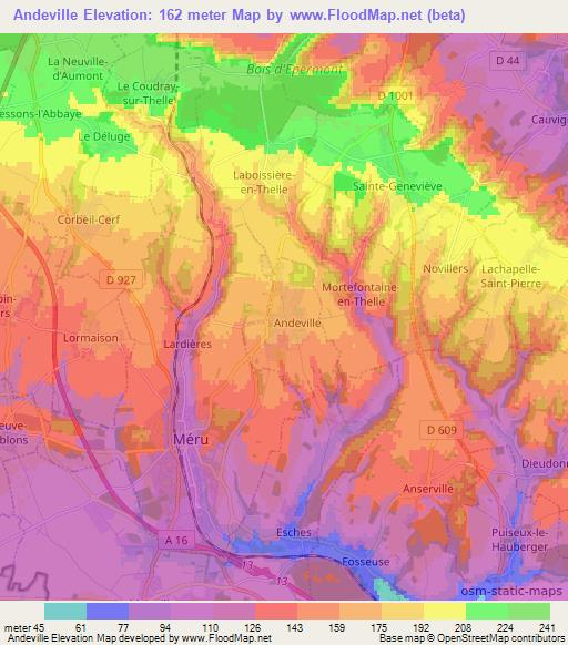 Andeville,France Elevation Map