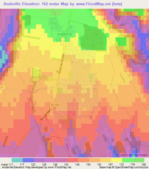 Andeville,France Elevation Map