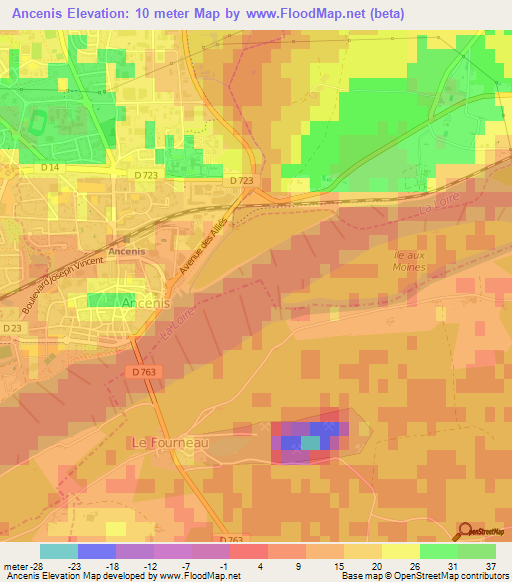 Ancenis,France Elevation Map