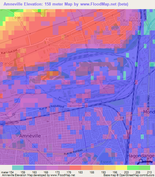 Amneville,France Elevation Map