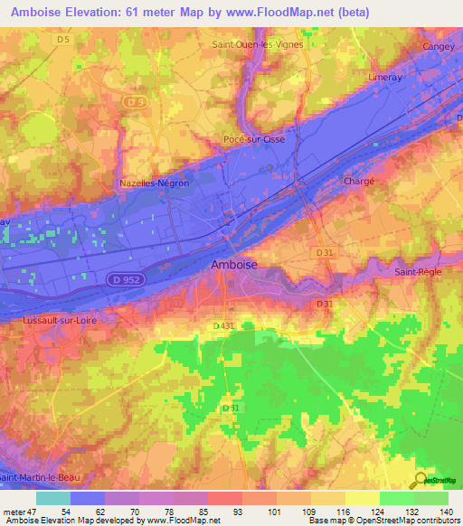 Amboise,France Elevation Map