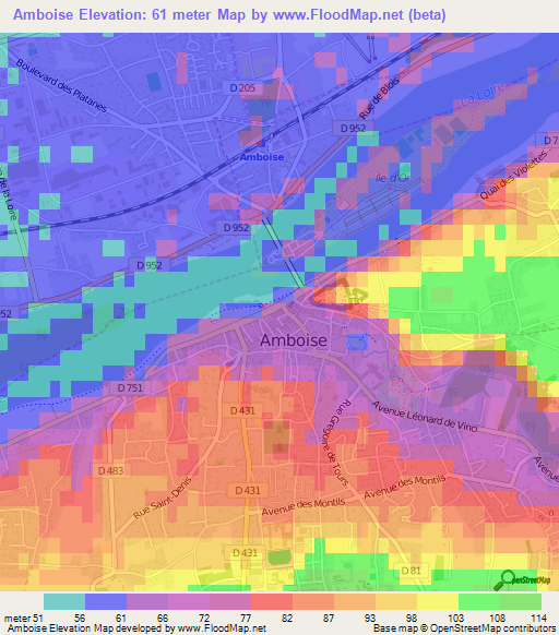 Amboise,France Elevation Map