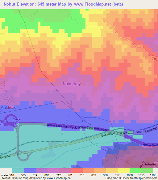 Nohut,Turkey Elevation Map