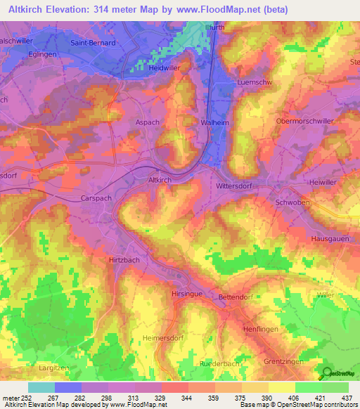 Altkirch,France Elevation Map