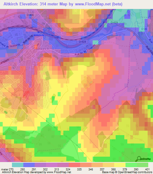 Altkirch,France Elevation Map