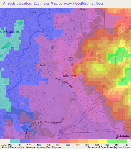 Allauch,France Elevation Map