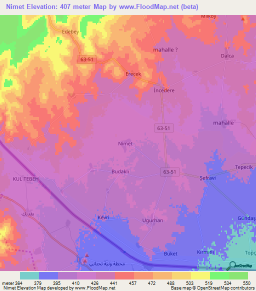 Nimet,Turkey Elevation Map