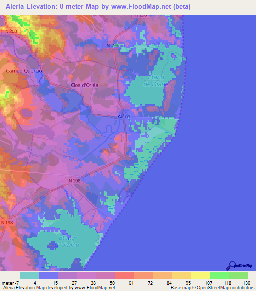 Aleria,France Elevation Map