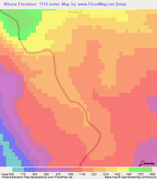 Nihava,Turkey Elevation Map