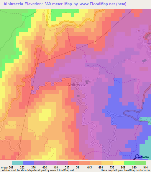 Albitreccia,France Elevation Map