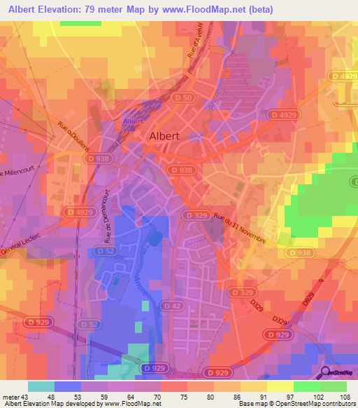 Albert,France Elevation Map