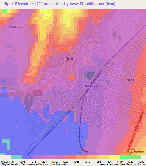 Nigde,Turkey Elevation Map