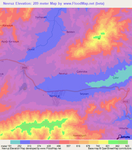 Nevruz,Turkey Elevation Map