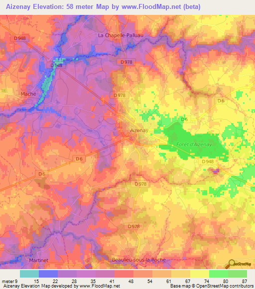 Aizenay,France Elevation Map